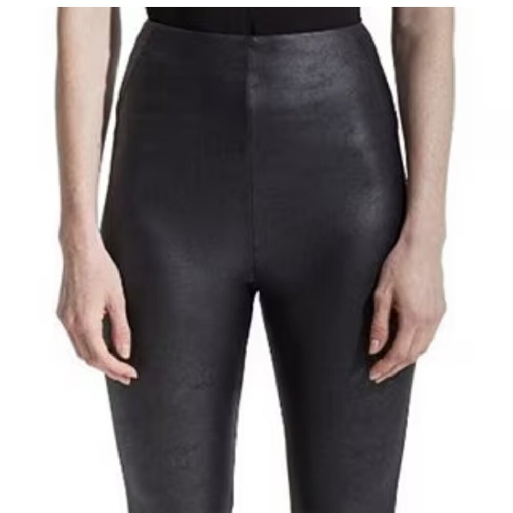 Lysse Black Faux Leather Full-length Leggings, Size L